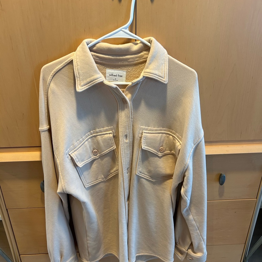 Aritzia Tan Button-Up Shacket